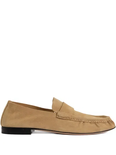 The Row Penny Suede Loafers In Neutral
