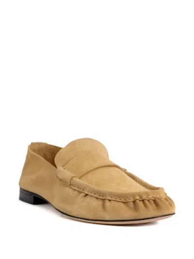 The Row Penny Suede Loafers In Neutral