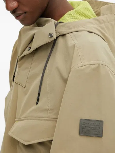G-star Raw Hooded Patch-pocket Jacket In Neutral