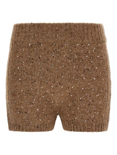 Pinko Wool Shorts Bermuda And Short Beige In Brown