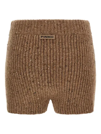 Pinko Wool Shorts Bermuda And Short Beige In Brown