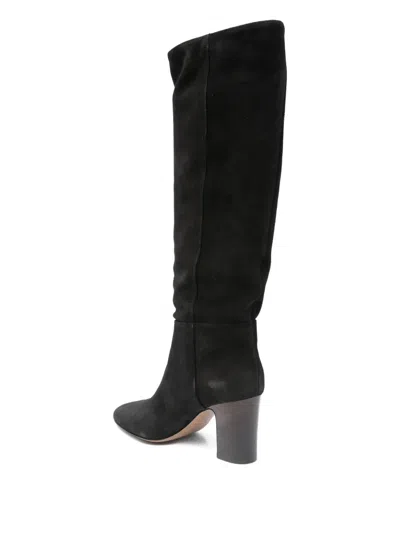 Paris Texas Suede Leather Block-heel Boots In Black