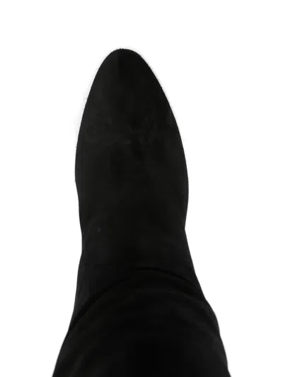 Paris Texas Suede Leather Block-heel Boots In Black