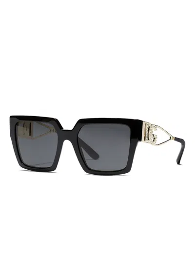 Dolce & Gabbana Embellished Square-frame Sunglasses In Black