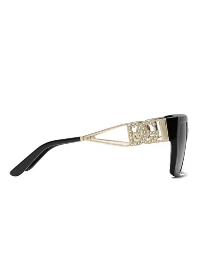 Dolce & Gabbana Embellished Square-frame Sunglasses In Black