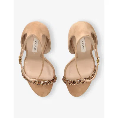Casadei Suede Blade Starlink Strap Heeled Sandals 120 In Brown