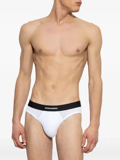 Dsquared2 Logo Waistband Two-pack Briefs In White