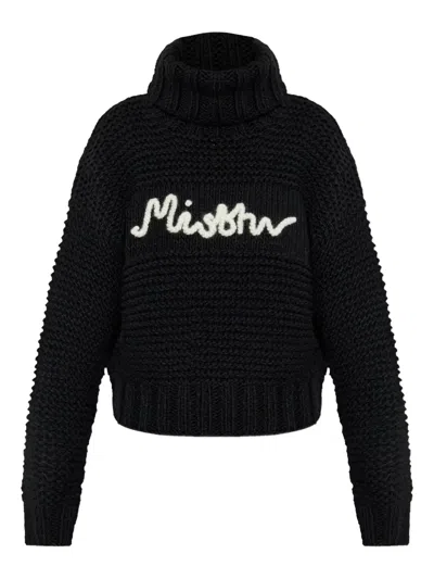 Misbhv Roll-neck Logo-detail Sweater In Black