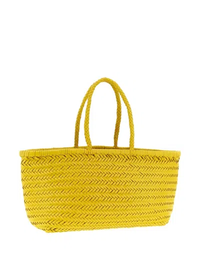 Dragon Diffusion Large Rectangular Shoulder Bag With Woven Texture In Yellow