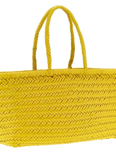 Dragon Diffusion Large Rectangular Shoulder Bag With Woven Texture In Yellow