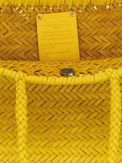 Dragon Diffusion Large Rectangular Shoulder Bag With Woven Texture In Yellow