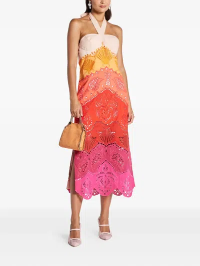 Farm Rio Summer Gradient Ombre Richelieu Midi Dress In Multi | ModeSens