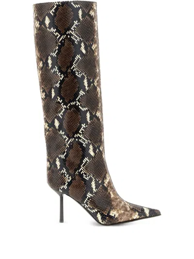 Le Silla 'serpent' Knee High Stiletto Boots In Brown