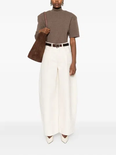 Jacquemus Cashmere Wool Blend Mock Neck Top In Brown