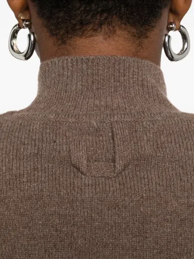 Jacquemus Cashmere Wool Blend Mock Neck Top In Brown