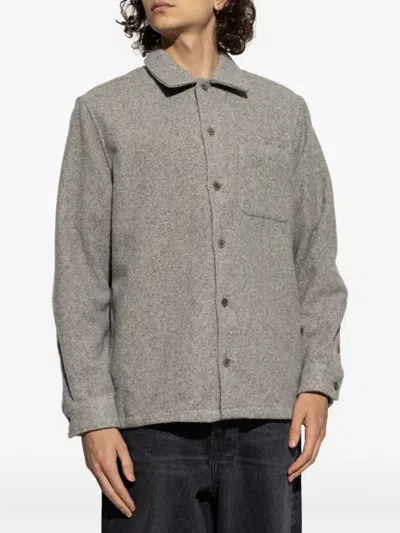 Samsoe & Samsoe Button-down Long-sleeved Shirt In Gray
