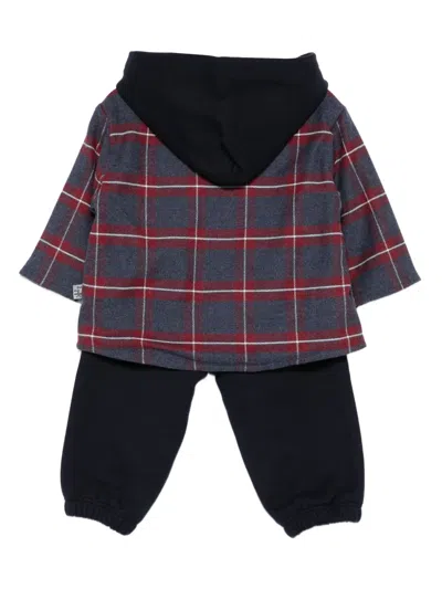 Il Gufo Checked-hoodie Trouser Set In Blue