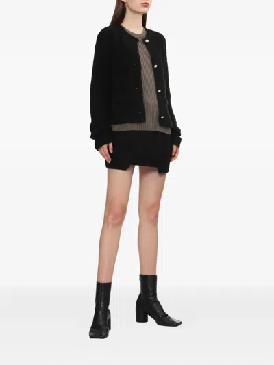 Helmut Lang Open-back Ribbed Wool Top In Brown