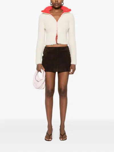 Diesel Cropped Blazer With Contrast Collar And Long Sleeves In White