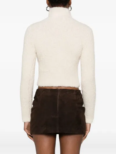 Diesel Cropped Blazer With Contrast Collar And Long Sleeves In White