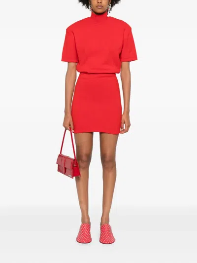 Jacquemus Turtleneck Short Sleeve Knee-length Dress In Red