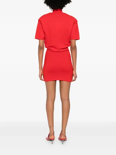 Jacquemus Turtleneck Short Sleeve Knee-length Dress In Red