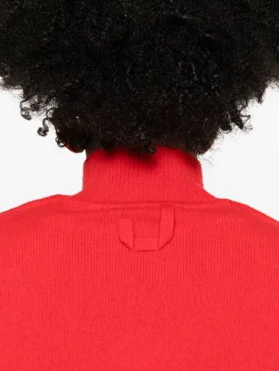 Jacquemus Turtleneck Short Sleeve Knee-length Dress In Red