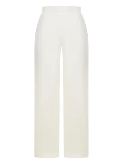 Max Mara Elastic-waistband Silk-cotton Trousers In White