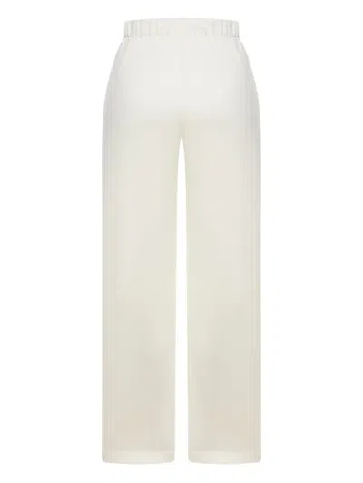 Max Mara Elastic-waistband Silk-cotton Trousers In White