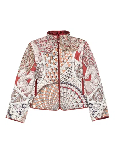 Pre-owned Hermes 1990s Horse-print Reversible Jacket In Red