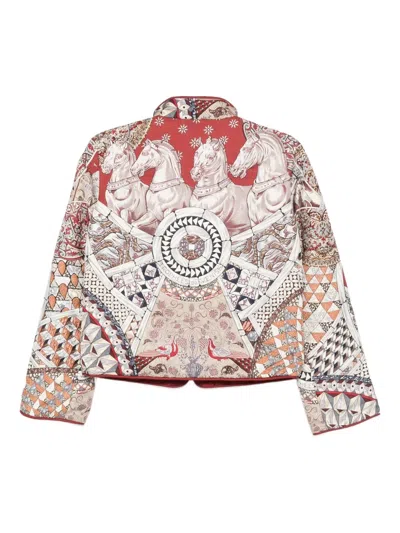 Pre-owned Hermes 1990s Horse-print Reversible Jacket In Red