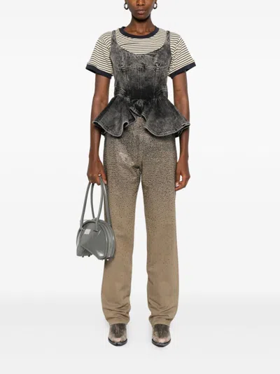 Golden Goose Straight-leg Pants With Gradient Crystal Embellishment In Gray