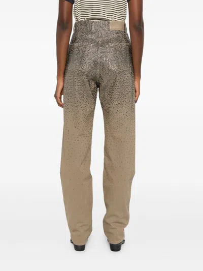 Golden Goose Straight-leg Pants With Gradient Crystal Embellishment In Gray