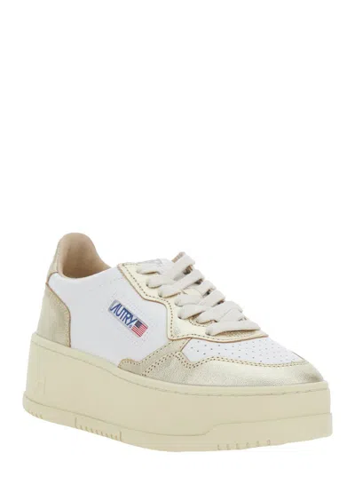 Autry Medalist Platform Sneakers With Padded Collar And Leather Insole In White