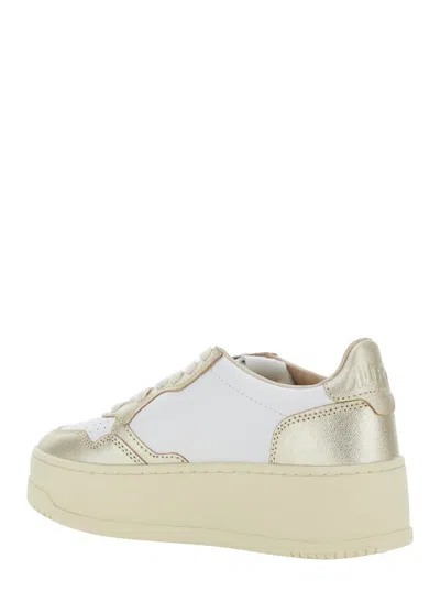 Autry Medalist Platform Sneakers With Padded Collar And Leather Insole In White