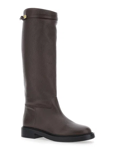 Pollini Stivale Donna Vitello Bottalato In Brown