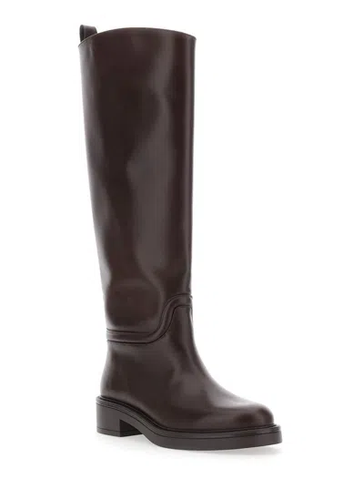 Stuart Weitzman Knee-high Block Heel Riding Boots In Brown