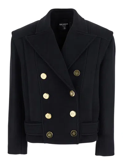 Balmain Tailored Coat With Double-breasted Design In Black