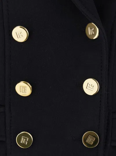 Balmain Tailored Coat With Double-breasted Design In Black