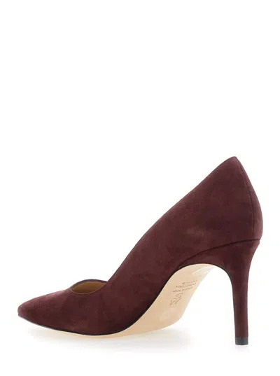 Stuart Weitzman Bordeaux Pumps With Pointed Toe And High Stiletto Heel In Suede Woman In Red