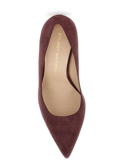 Stuart Weitzman Bordeaux Pumps With Pointed Toe And High Stiletto Heel In Suede Woman In Red