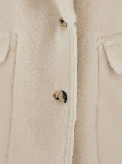 Urbancode White Single-breasted Jacket With Classic Lapels In Faux Fur Woman In Neutral