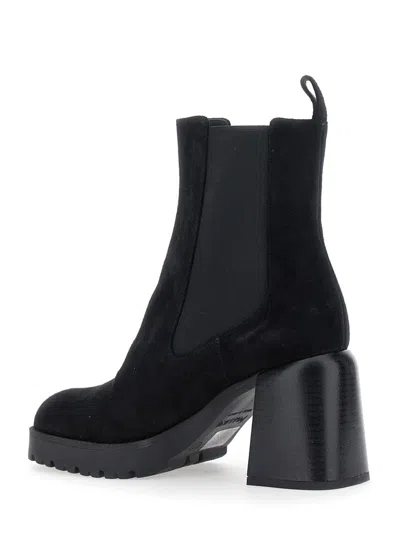 Pollini Elasticated-panel Block-heel Boots In Black