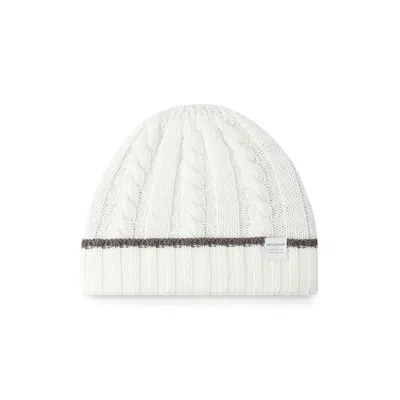 Paul & Shark Cable-knit Wool Cashmere Beanie In White