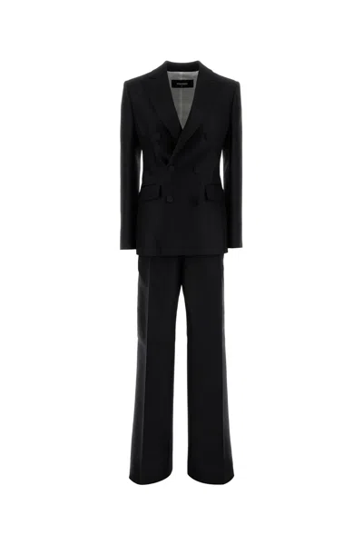 Dsquared2 Tailored Wool Blend Suit Jacket In Black