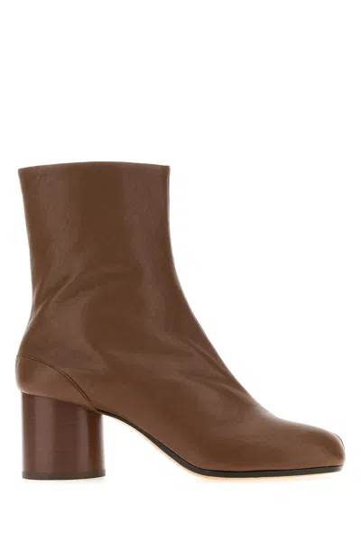Maison Margiela Tabi 60 Nappa Leather Ankle Boots In Brown