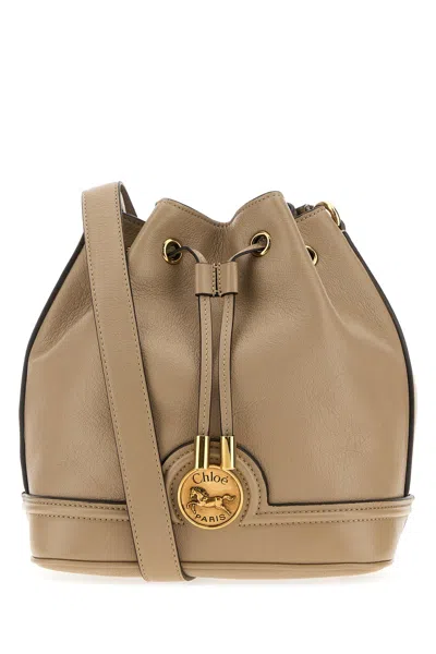Chloé Cappuccino Leather Drawstring Bucket Bag In Neutral