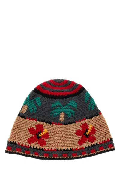 Alanui Embroidered Wool Hibiscus Hat In Brown