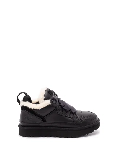 Ugg Lowmel Lace-up Shearling Sneakers In Black