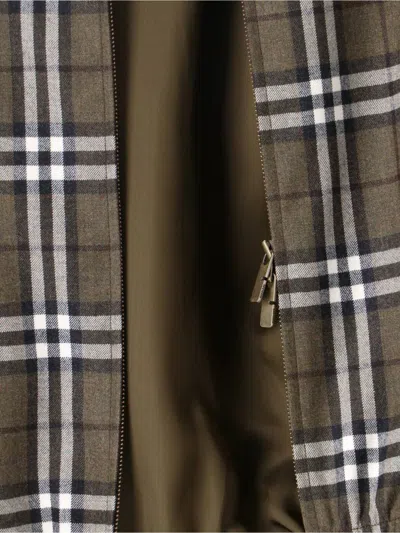 Burberry Plaid Jacket With Point Collar And Pockets In Green